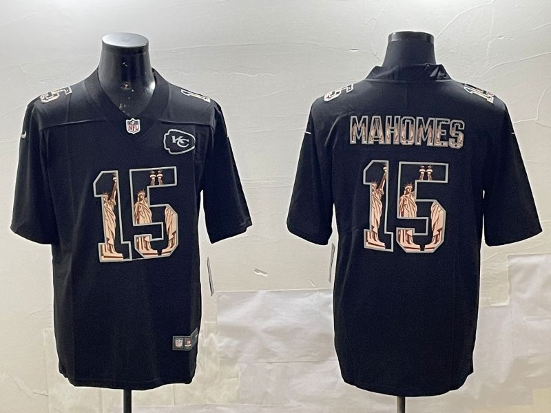 Men Kansas City Chiefs #15 Mahomes Black 2025 Nike Vapor Limited NFL Jersey style 11